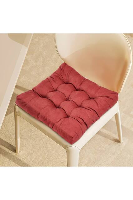 Living and Home Comfort Padded Corduroy Chair Cushion in Red - Size: 55 cm x 55 cm - image 1