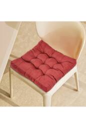 Living and Home Comfort Padded Corduroy Chair Cushion in Red - Size: 55 cm x 55 cm