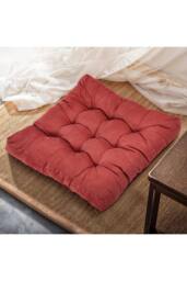 Living and Home Comfort Padded Corduroy Chair Cushion in Red - Size: 55 cm x 55 cm - thumbnail 7