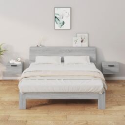 Berkfield Home Wall-mounted Bedside Cabinets 2 pcs Grey Sonoma 34x30x20 cm - Size: 34 x 30 x 20 cm - thumbnail 1