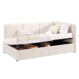 Matteo Single Upholstered Velvet Ottoman Daybed - Beige - thumbnail 2