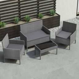 HD Designs 4 Piece Rattan Set with Coffee Table Garden Furniture Set with Cover in Grey - thumbnail 6