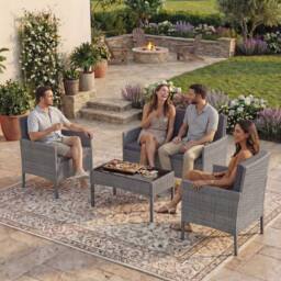 HD Designs 4 Piece Rattan Set with Coffee Table Garden Furniture Set with Cover in Grey - thumbnail 2