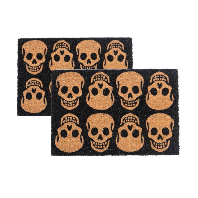 Nicola Spring Halloween Coir Door Mats - 60 x 40cm - Skulls - Set of 2 - Size: 40 cm x 60 cm - image 1