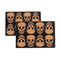 Nicola Spring Halloween Coir Door Mats - 60 x 40cm - Skulls - Set of 2 - Size: 40 cm x 60 cm - thumbnail 1