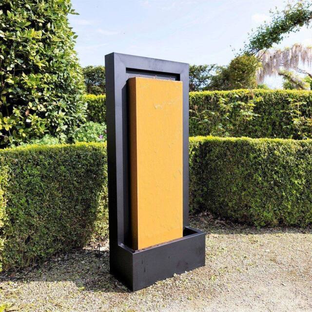 Primrose Almeida Column Water Wall Zinc Water Feature With Lights 120cm in Black - image 1