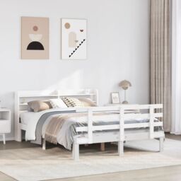 Berkfield Home Bed Frame with Headboard without Mattress White 140x200 cm