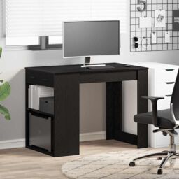 Berkfield Home Desk with Drawer & Shelf Black Oak 102x62x77.5 cm Engineered Wood - thumbnail 3