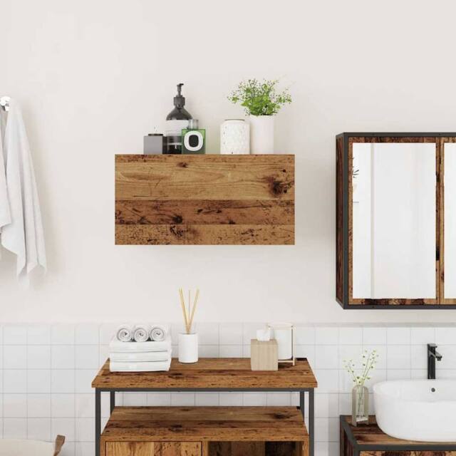 Berkfield Home Decorative Bathroom Wall Cabinet Old Wood 60x25x30 cm Engineered Wood in Brown - Size: 60 x 25 x 30 cm - image 1