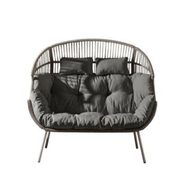 FurnitureboxUK Egg Grey Indoor / Outdoor Rattan Double Chair - thumbnail 4