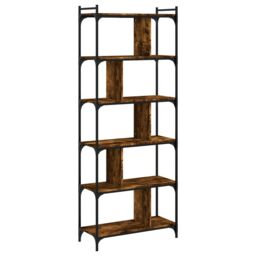 Berkfield Home Bookcase 6-Tier Smoked Oak 76x32x192 cm Engineered Wood in Brown - Size: 76 x 32 x 192 cm - thumbnail 6
