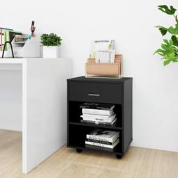 Berkfield Home Rolling Cabinet Black 46x36x59 cm Engineered Wood - Size: 46 x 36 x 59 cm - thumbnail 1