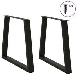 Berkfield Home Dining Table Legs V-Shape 2 pcs Black 80x(72-73.3) cm Steel - thumbnail 3