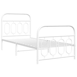 Berkfield Home Metal Bed Frame without Mattress with Footboard White 80x200cm - Size: 80x200 cm - thumbnail 3