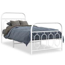 Berkfield Home Metal Bed Frame without Mattress with Footboard White 80x200cm - Size: 80x200 cm - thumbnail 2