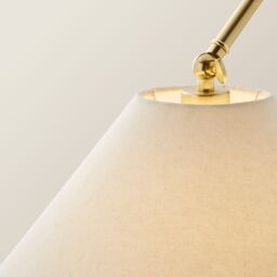 ValueLights Layla Adjustable Angled Floor Lamp with Tapered Linen Shade & Bulb in Gold - thumbnail 4