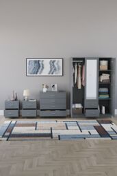 Home Discount Vida Designs 4Pc Bedroom Set 2x2Bedside, 4 Drawer, 3Dr Mirror Wardrobe in Grey - thumbnail 3