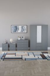 Home Discount Vida Designs 4Pc Bedroom Set 2x2Bedside, 4 Drawer, 3Dr Mirror Wardrobe in Grey - thumbnail 4