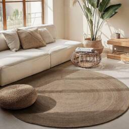 THE RUGS Jute Braided Round Rangpur Natural Rug Handwoven Flatweave in Brown - Size: 200 cm diameter - thumbnail 7