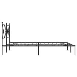 Berkfield Home Metal Bed Frame without Mattress with Headboard Black 140x190cm - Size: 140x190 cm - thumbnail 5