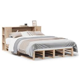 Berkfield Home Decorative Bookcase Bed without Mattress 135x190 cm Double Solid Wood in Light Brown - thumbnail 3