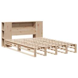 Berkfield Home Decorative Bookcase Bed without Mattress 135x190 cm Double Solid Wood in Light Brown - thumbnail 1