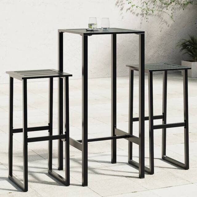 Berkfield Home 3 Piece Garden Bar Set Black Powder-coated Steel - image 1