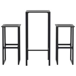Berkfield Home 3 Piece Garden Bar Set Black Powder-coated Steel - thumbnail 2