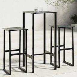 Berkfield Home 3 Piece Garden Bar Set Black Powder-coated Steel - thumbnail 1