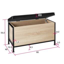 tectake Storage Bench Calico in Light Oak - thumbnail 6