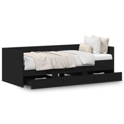 Berkfield Home Daybed Black oak Engineered wood 90 x 190 cm Durable Daybed - thumbnail 4