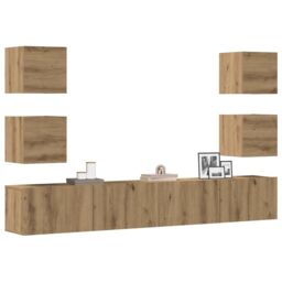 Berkfield Home Wall Mounted TV cabinets 6 pcs Artisan Oak Engineered Wood in Brown - thumbnail 1