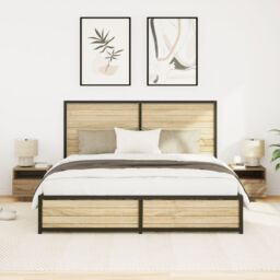 Berkfield Home Bedside Cabinets with LED Lights 2 pcs Artisan Oak 40x39x37 cm in Brown - Size: 40 x 39 x 37 cm - thumbnail 5