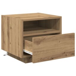 Berkfield Home Bedside Cabinets with LED Lights 2 pcs Artisan Oak 40x39x37 cm in Brown - Size: 40 x 39 x 37 cm - thumbnail 7
