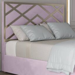 Casani Malton Upholstered Soft Velvet Pink Metal Designer Bed Frame - Size: Single - thumbnail 5