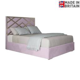 Casani Malton Upholstered Soft Velvet Pink Metal Designer Bed Frame - Size: Single - thumbnail 4