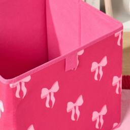 OHS 2 x Bows Storage Box Folding Cube Shoe Toy Organiser in Bright Pink - thumbnail 2