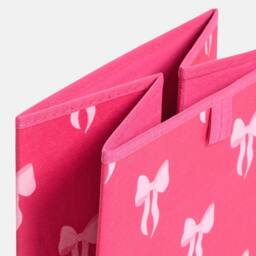 OHS 2 x Bows Storage Box Folding Cube Shoe Toy Organiser in Bright Pink - thumbnail 5