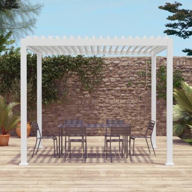 sweeek Louvered Pergola Aluminium 3 X 3m V2 in White - image 1