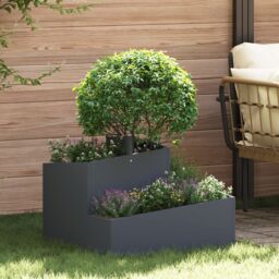 Berkfield Home Plastic Planter Anthracite Plastic Medium Durable - thumbnail 1