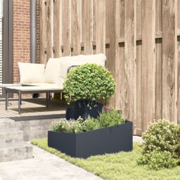 Berkfield Home Plastic Planter Anthracite Plastic Medium Durable - thumbnail 4