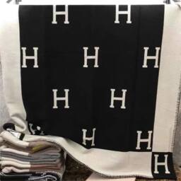NESTLUNE Black Wool Cashmere Plaid Blanket Soft Pillow Shawl Bed - Size: 100 cm x 190 cm - thumbnail 5