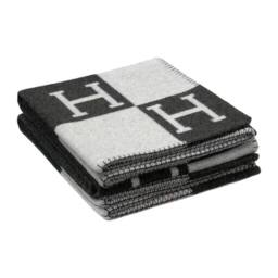 NESTLUNE Black Wool Cashmere Plaid Blanket Soft Pillow Shawl Bed - Size: 100 cm x 190 cm