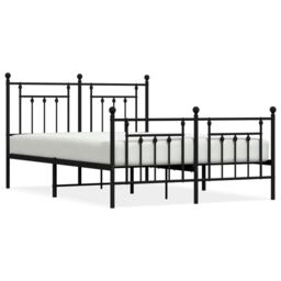 Berkfield Home Metal Bed Frame with Headboard & Footboard Black 140x190 cm - thumbnail 2