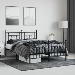 Berkfield Home Metal Bed Frame with Headboard & Footboard Black 140x190 cm - thumbnail 3