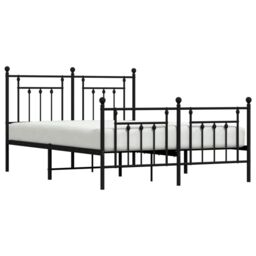 Berkfield Home Metal Bed Frame with Headboard & Footboard Black 140x190 cm - thumbnail 4