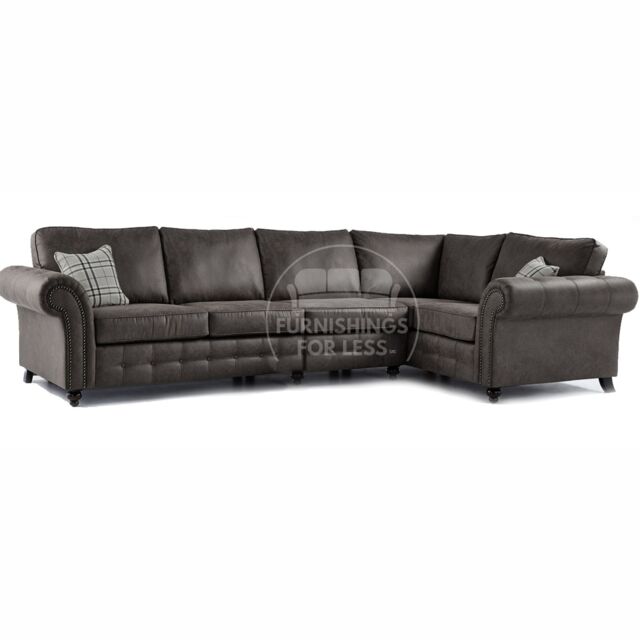 Furnishings For Less UK Oakland Charcoal Chesterfield 5 Seater L Shape Large Corner Sofa - image 1