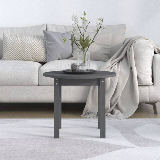 Berkfield Home Beautiful Coffee Table Grey Ø 55x45 cm Solid Wood Pine - image 1