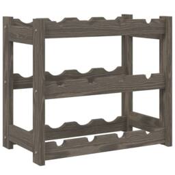 Berkfield Home Wine Rack for 12 Bottles Grey Solid Wood Pine - thumbnail 2