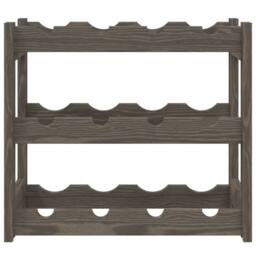 Berkfield Home Wine Rack for 12 Bottles Grey Solid Wood Pine - thumbnail 3